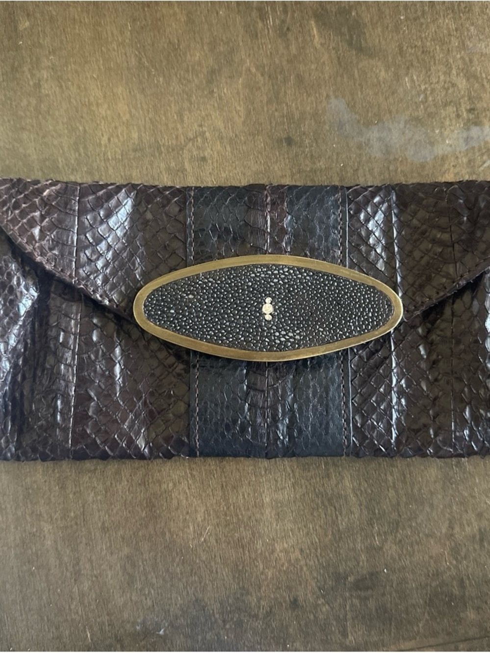 R&Y Augousti Black Handbag Interior with Brass-Toned Zip Detail